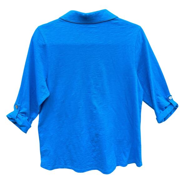 New Soft Surroundings Womens Medium Heathered Button Up Half Sleeve Shirt - Picture 6 of 6